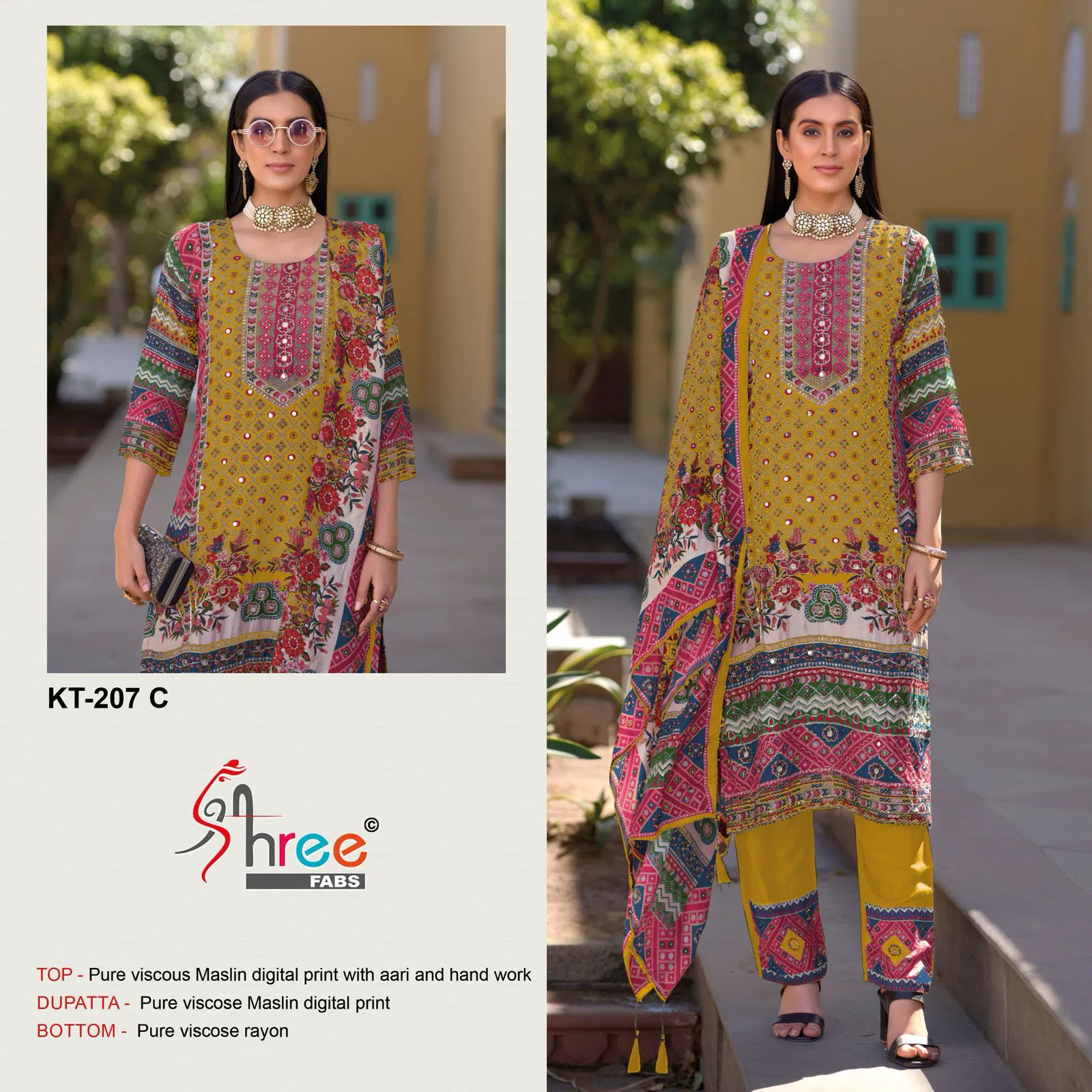 KT 207 by Shree Viscose Maslin Digital Printed Salwar Suits Wholesale In India